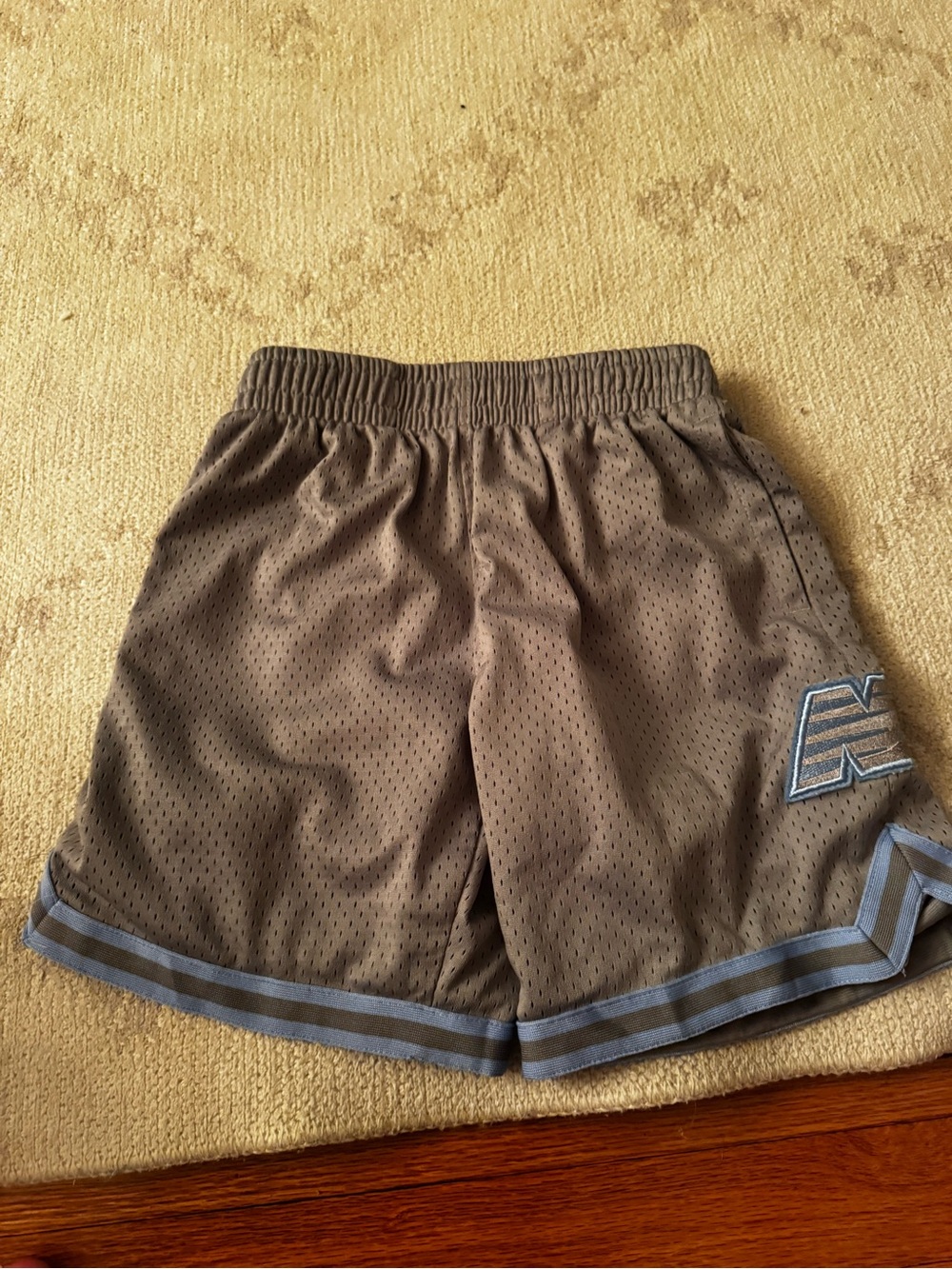 New Balance Gray Mesh Kids Shorts with Blue Accent